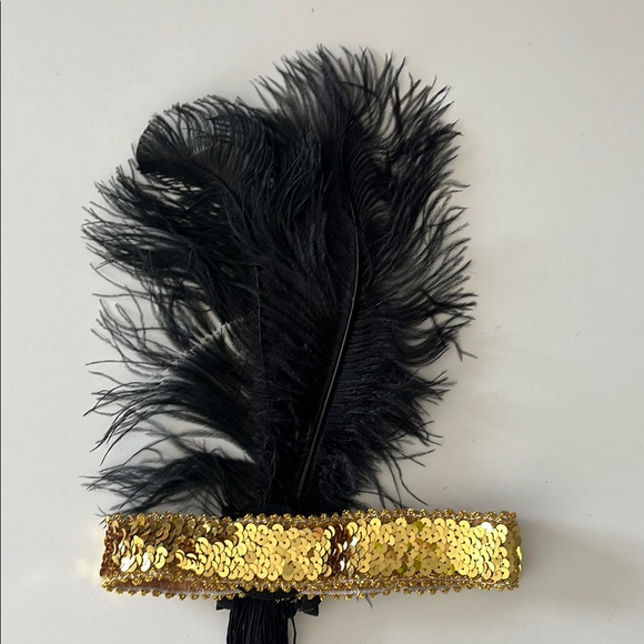 Black and Gold Feather Headband - Picture 7 of 9